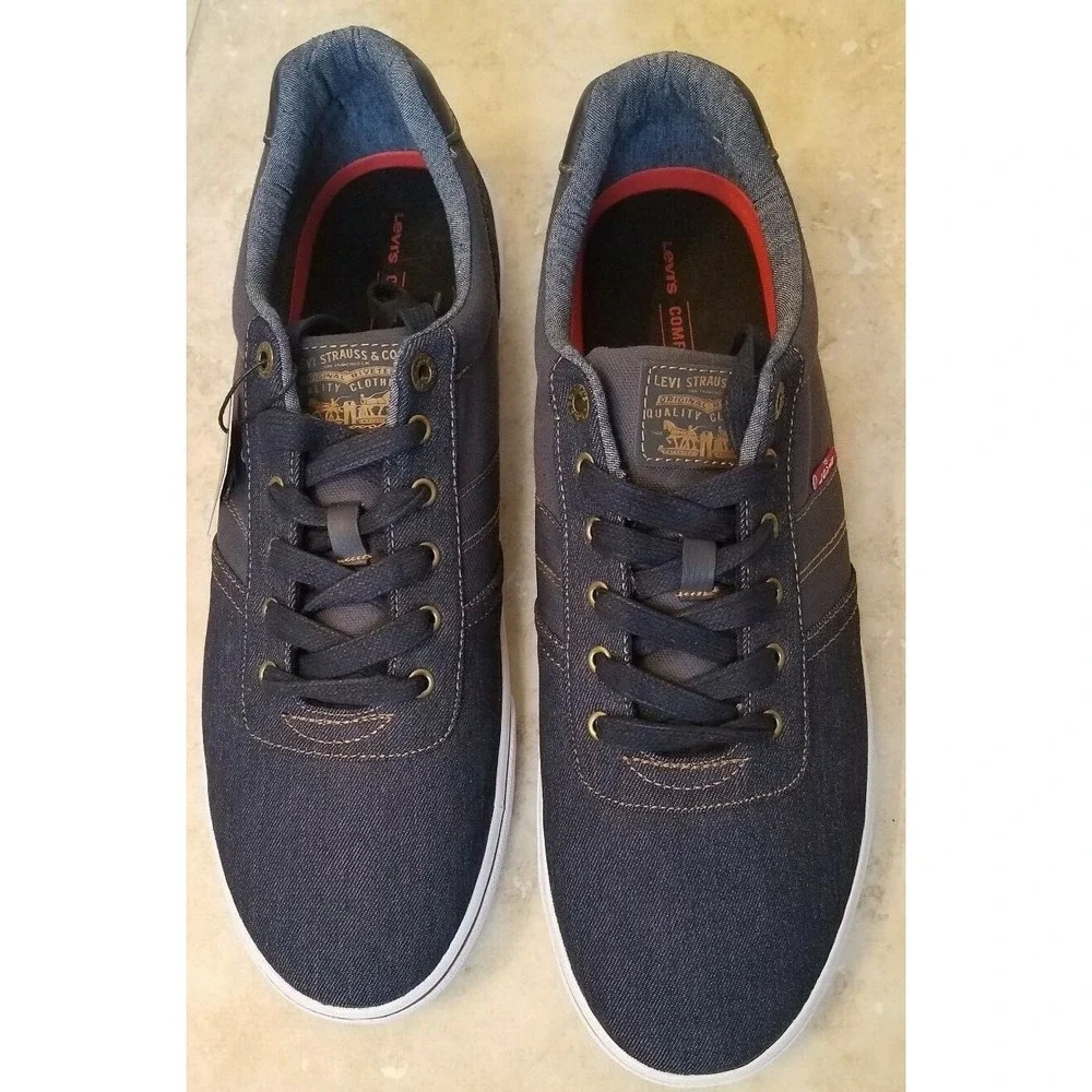 New Levis Men Dark Denim Shoes Canvas Casual‎ Sneakers Navy Blue sz 13